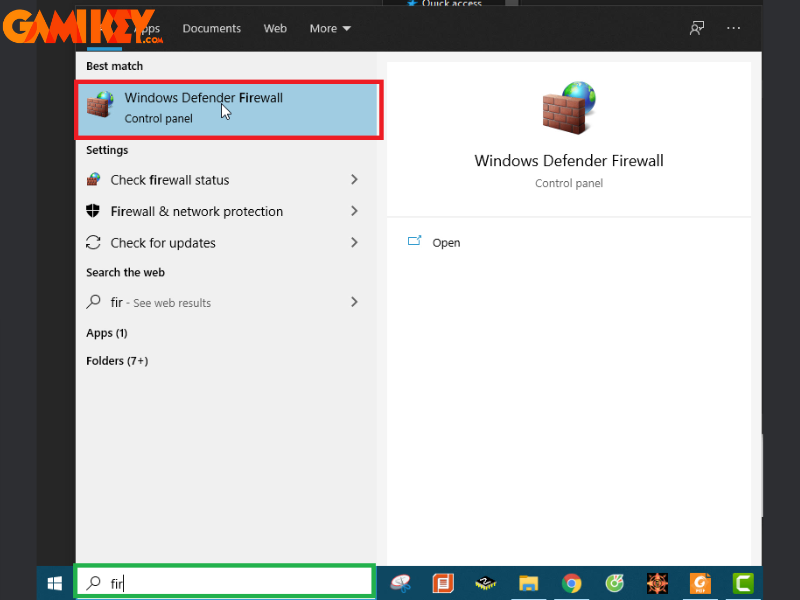 Accessing Firewall Settings