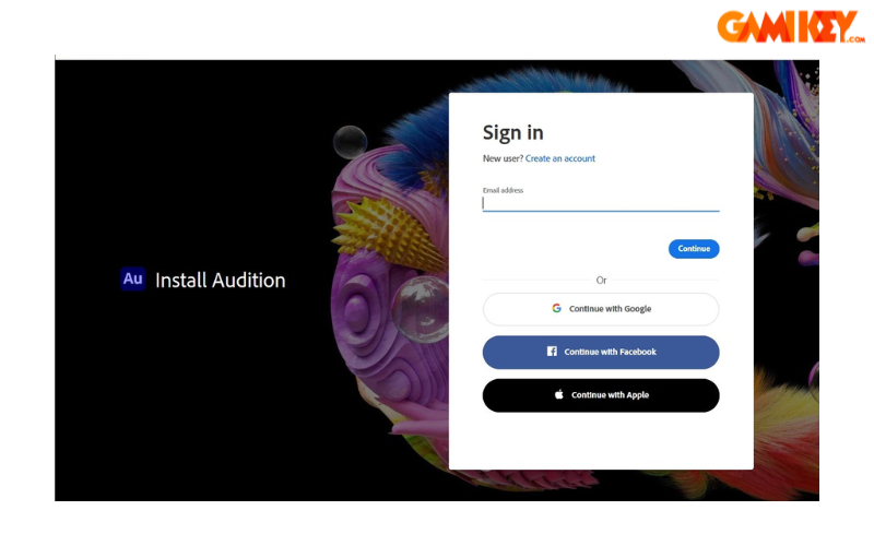 Account login screen