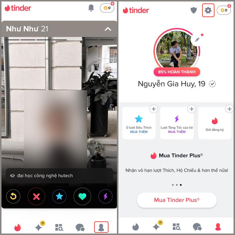 Accessing Tinder settings