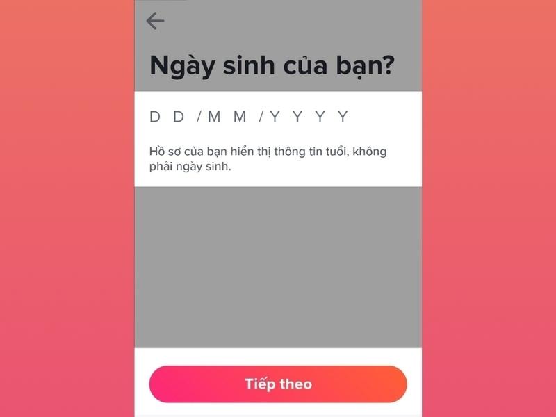 Entering birthdate on Tinder