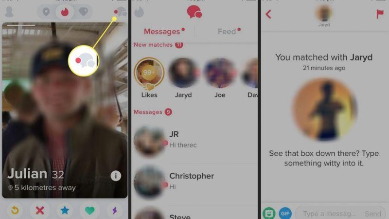 Messaging interface on Tinder