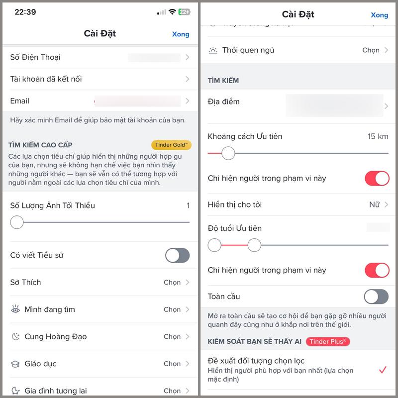 Adjusting discovery preferences on Tinder