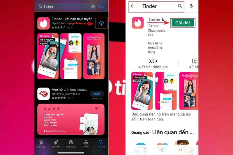 Installing Tinder from app store