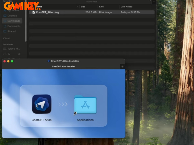 Dragging ChatGPT Atlas to Applications folder