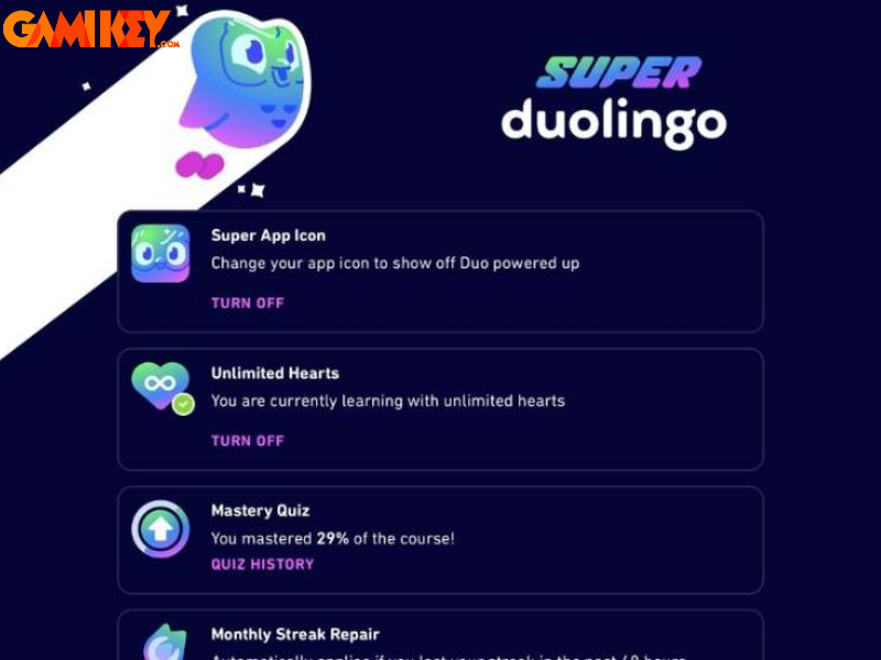 Overview of Duolingo Super features