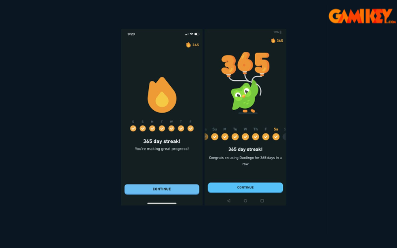 Screenshot showing a broken Duolingo streak